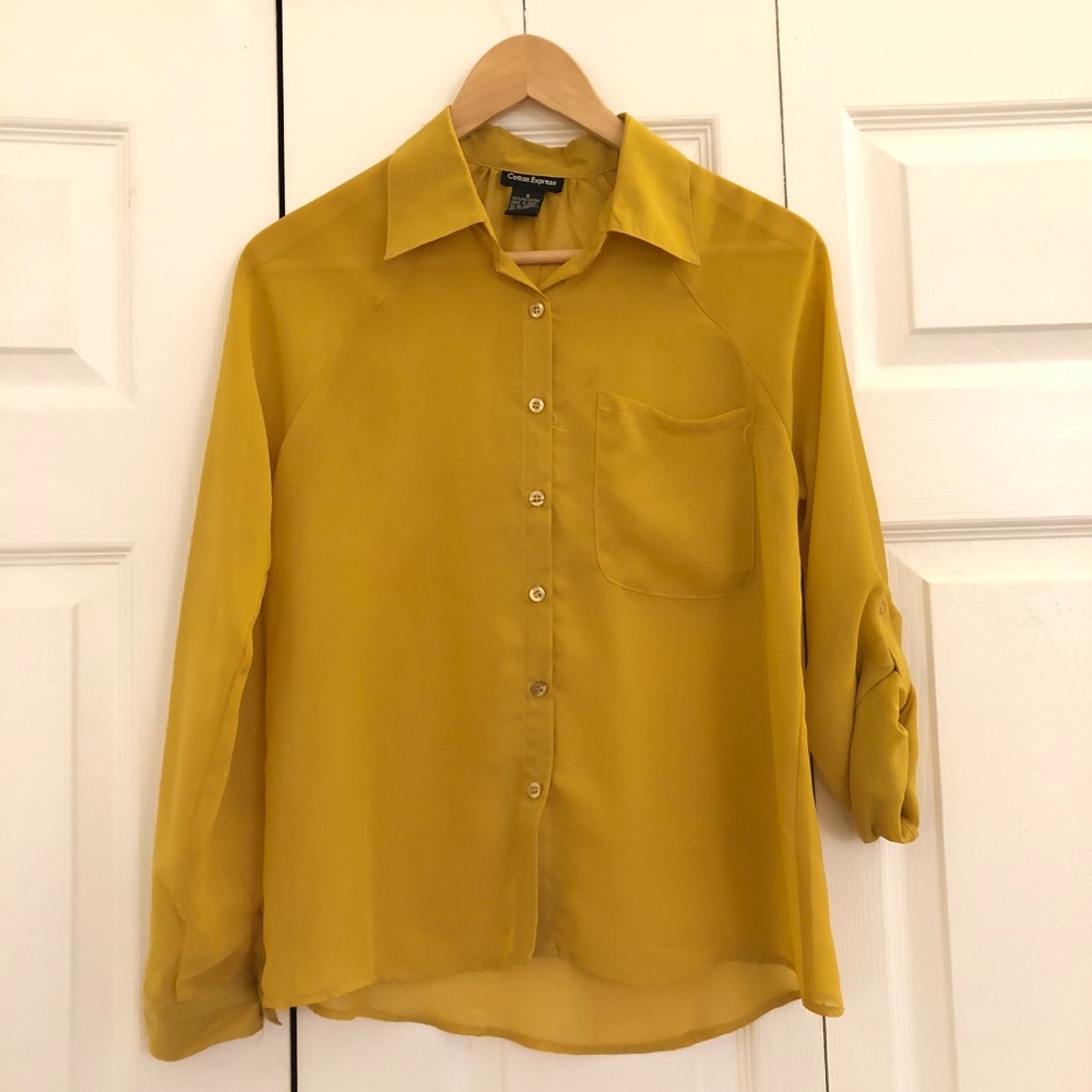 Mustard button up shirt